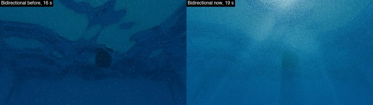 An underwater scene with Bidirectional, before without light shafts and now with them